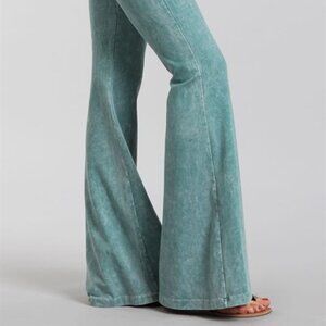 Chatoyant Mineral Wash Bell Bottoms Emerald Medium